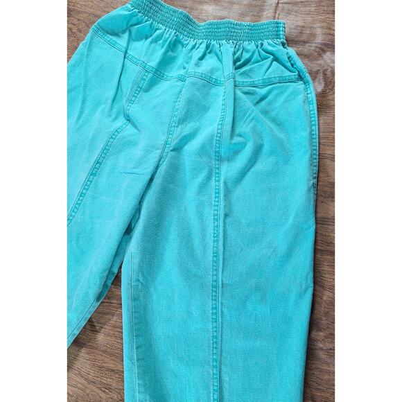 VTG 80's THAT'S ME! Women's Turquoise Pants SZ 7/8 USA High Waist Seamed Tapered - Picture 6 of 11